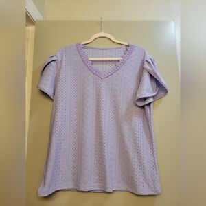 Lavender Knit Fabric Ladies XXL Blouse